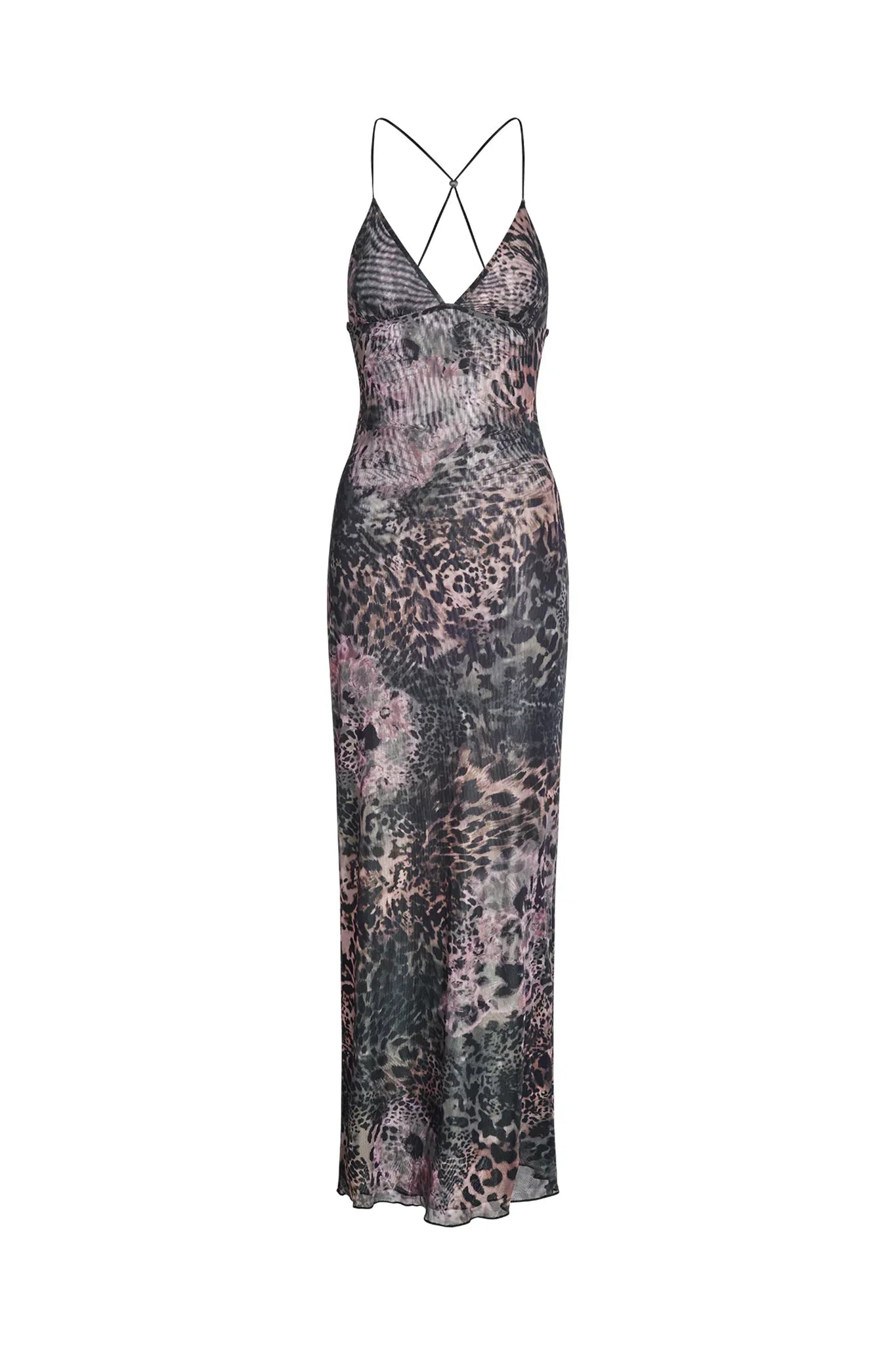 Women's Maxi Dress – Sleeveless – Open Back with Butterfly Details – Slim Fit