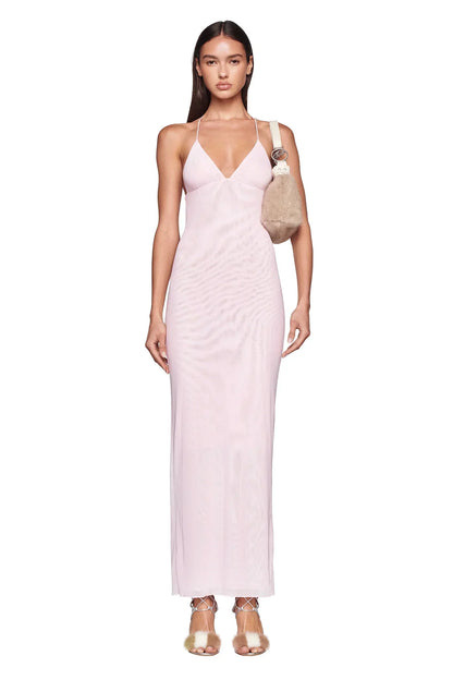 Women's Maxi Dress – Sleeveless – Open Back with Butterfly Details – Slim Fit