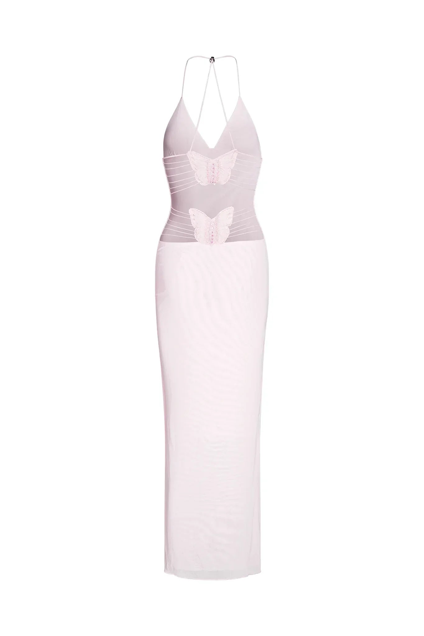 Women's Maxi Dress – Sleeveless – Open Back with Butterfly Details – Slim Fit