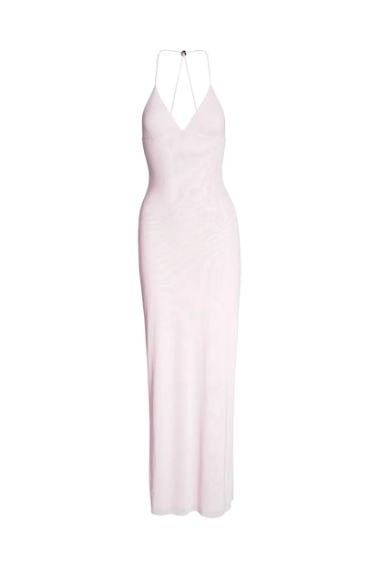 Women's Maxi Dress – Sleeveless – Open Back with Butterfly Details – Slim Fit