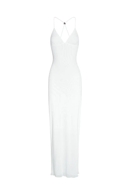 Women's Maxi Dress – Sleeveless – Open Back with Butterfly Details – Slim Fit