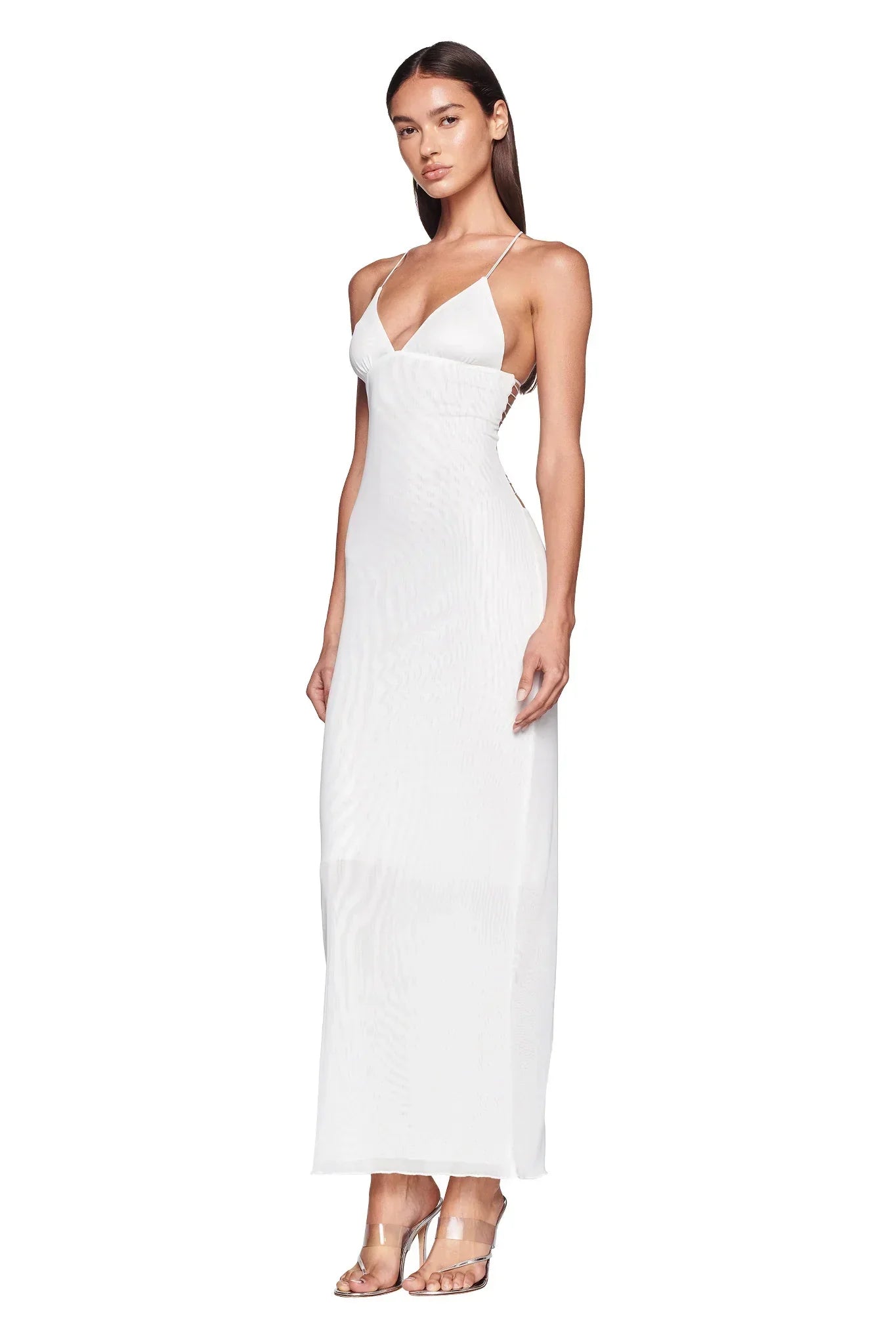 Women's Maxi Dress – Sleeveless – Open Back with Butterfly Details – Slim Fit