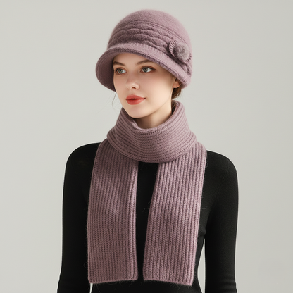 Nora Knit Cloche Hat – Pom Detail – Textured Diamond Stitch
