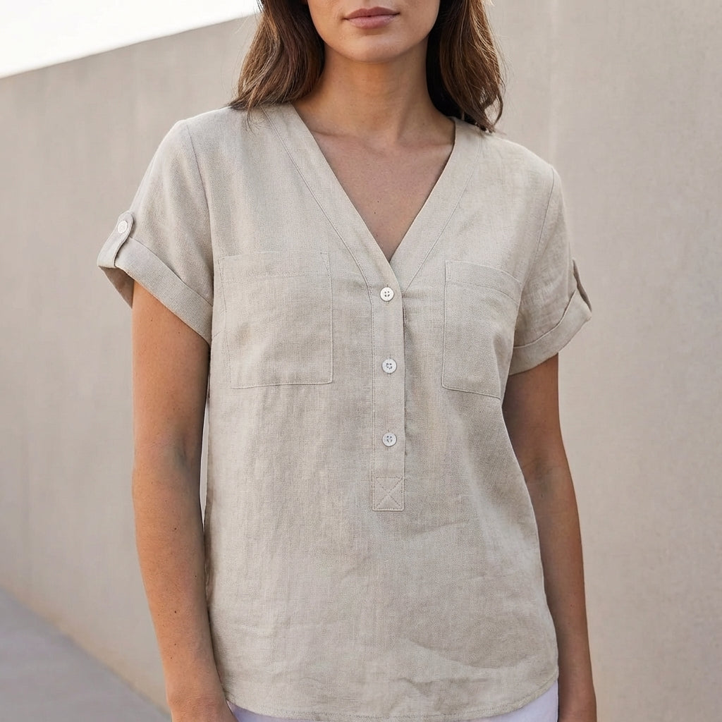 Relaxed Fit Button-Front Shirt for Women – Breathable Casual Comfort