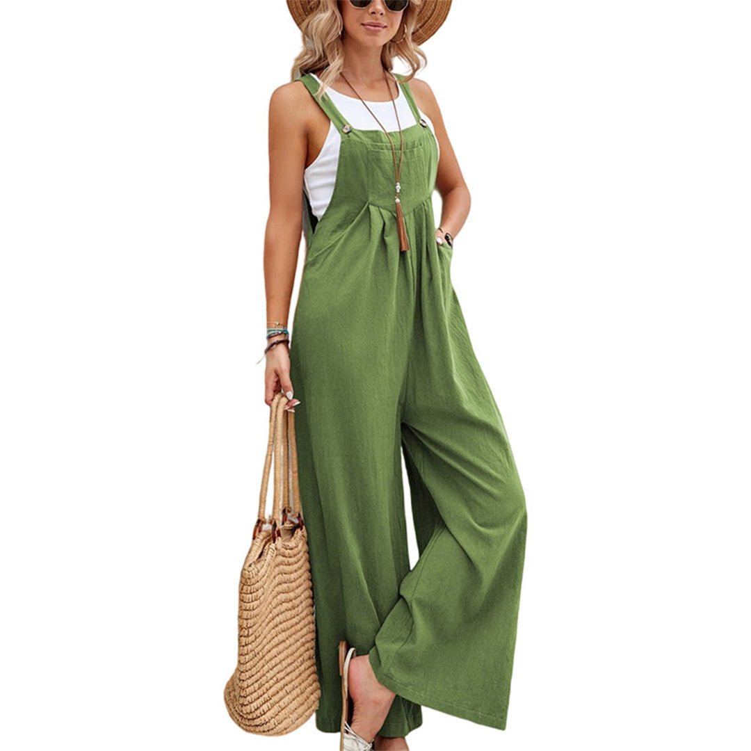 Women's Jumpsuit - Wide Legs - Sleeveless with Adjustable Straps - Light and Breathable