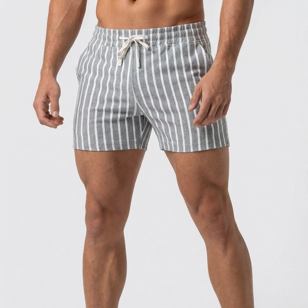 Relaxed Fit Striped Mid-Thigh Shorts for Men – Comfortable Casual Style