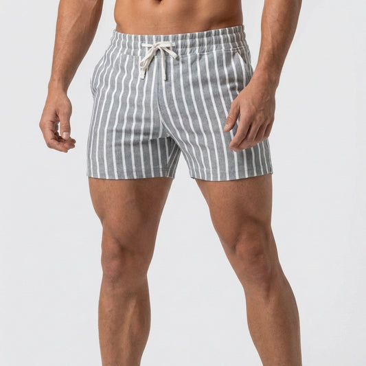 Relaxed Fit Striped Mid-Thigh Shorts for Men – Comfortable Casual Style