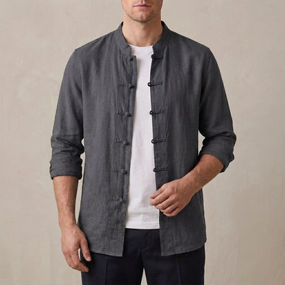 Relaxed Fit Band Collar Shirt for Men – Casual Comfort & Style