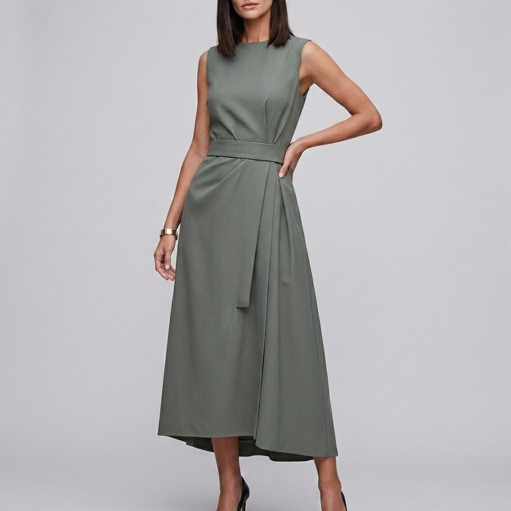 Elegant Sleeveless Midi Dress for Women – Timeless Sophistication & Graceful Style