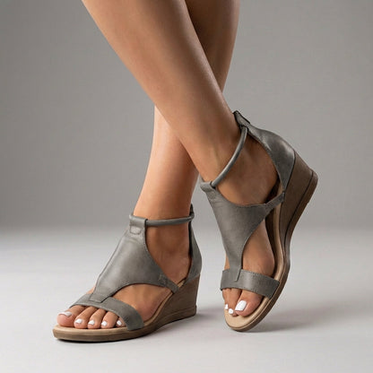 T-Strap Ankle Strap Wedge Heel Sandals for Women – Secure Fit & Stylish Lift