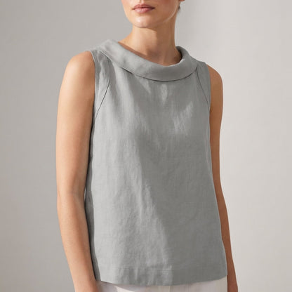 Relaxed Fit Draped Neckline Sleeveless Top for Women – Breathable Everyday Comfort