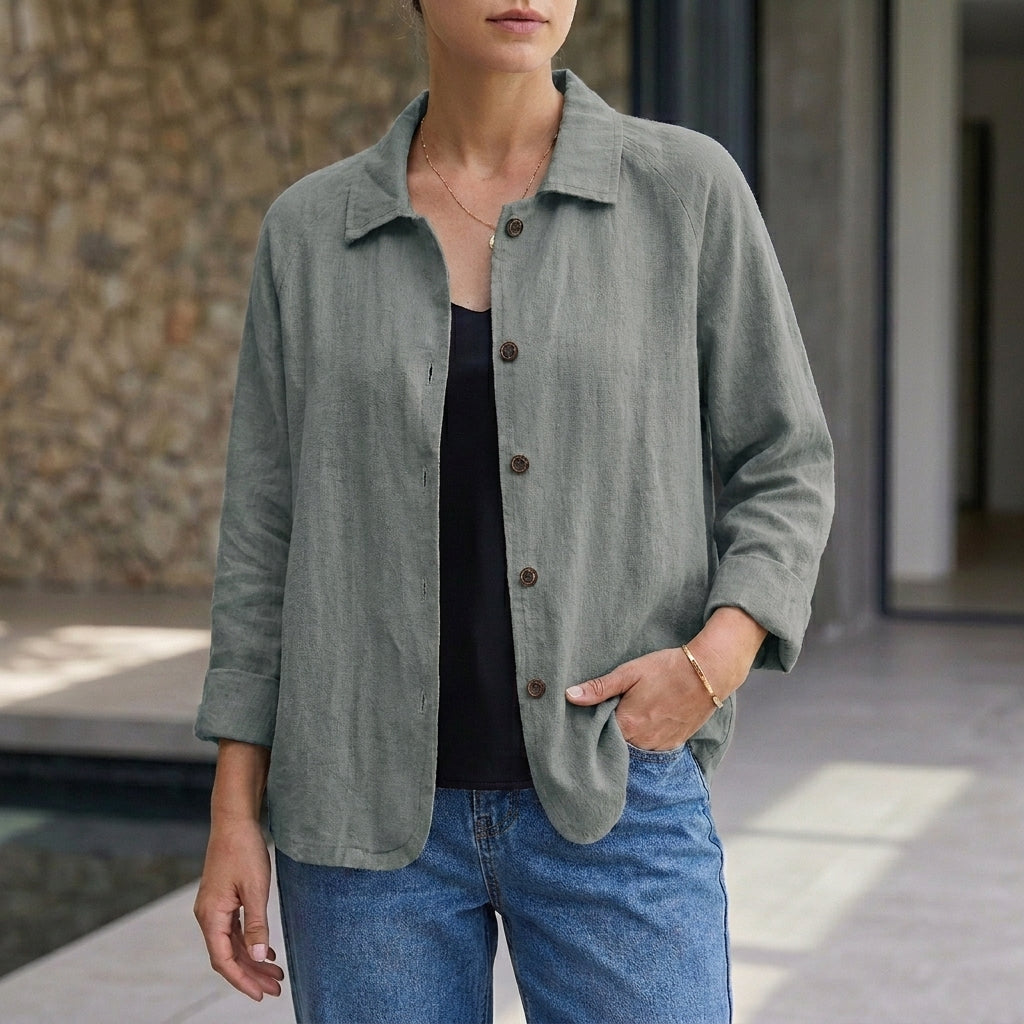 Relaxed Fit Button-Front Shirt for Women – Casual Comfort & Style