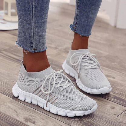 Women's Sneakers - Breathable Knit - Lightweight Shock Absorption - Lace Closure