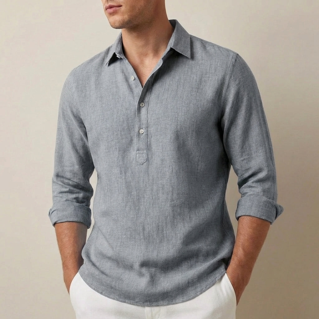Relaxed Fit Henley Shirt for Men – Breathable Casual Comfort
