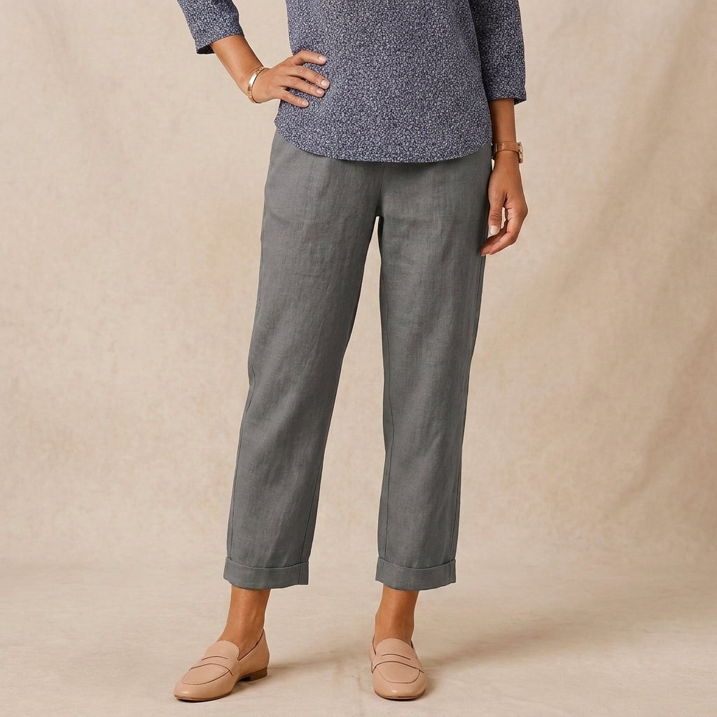 Relaxed Fit Cropped Trousers for Women – Casual Comfort & Style