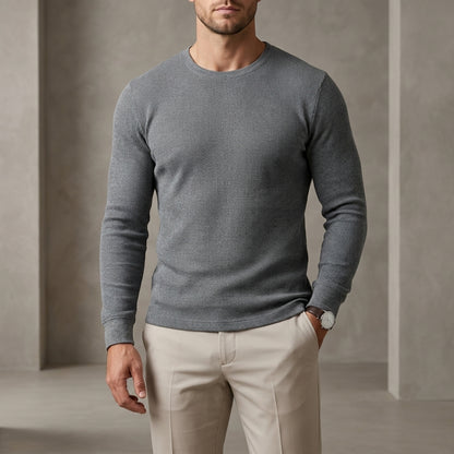 Ribbed Regular Fit Crewneck Knit Shirt for Men – Casual Comfort & Style
