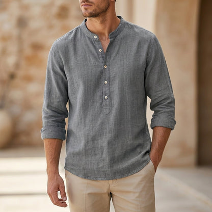 Relaxed Fit Henley Shirt for Men – Casual Comfort & Style