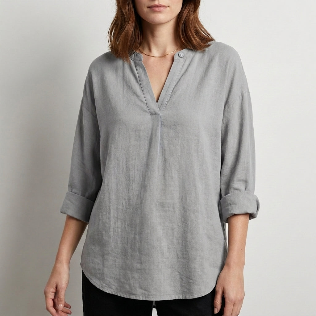 Relaxed Fit V-Neck Blouse for Women – Effortless Everyday Comfort