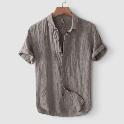 Relaxed Fit Collared Short Sleeve Button-Up Shirt for Men – Casual Comfortable Style