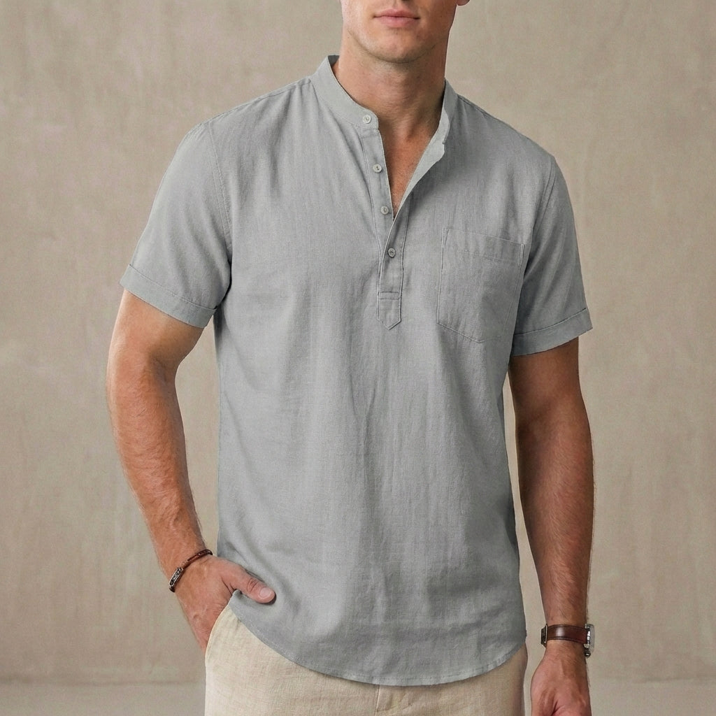 Relaxed Fit Henley Shirt for Men – Breathable & Casual Comfort