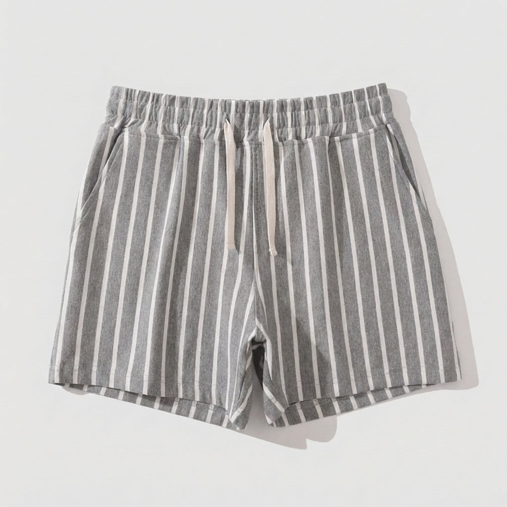 Relaxed Fit Striped Mid-Thigh Shorts for Men – Comfortable Casual Style