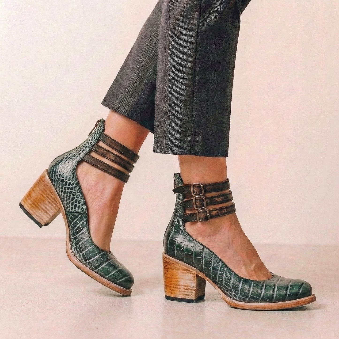 Vintage Buckle Strap Heels for Women – Timeless Elegance & Confident Comfort