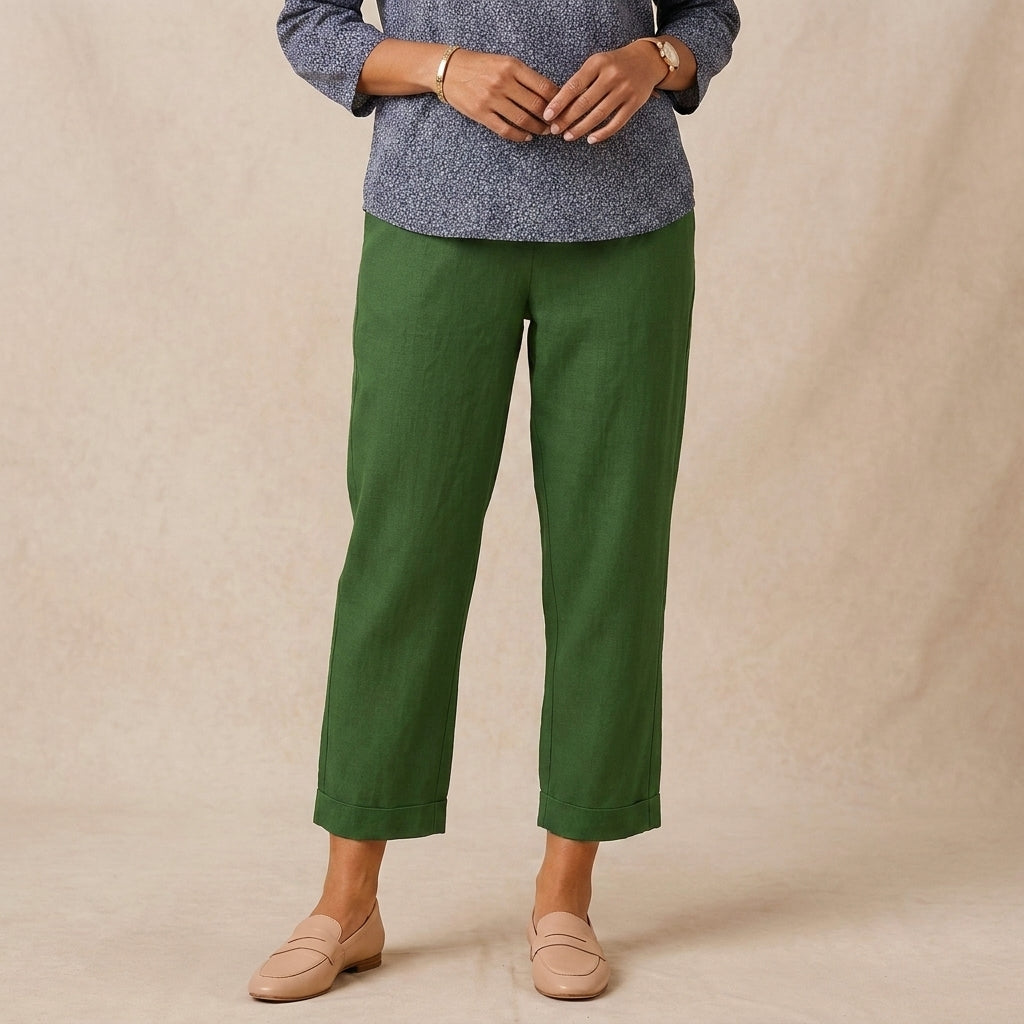 Relaxed Fit Cropped Trousers for Women – Casual Comfort & Style
