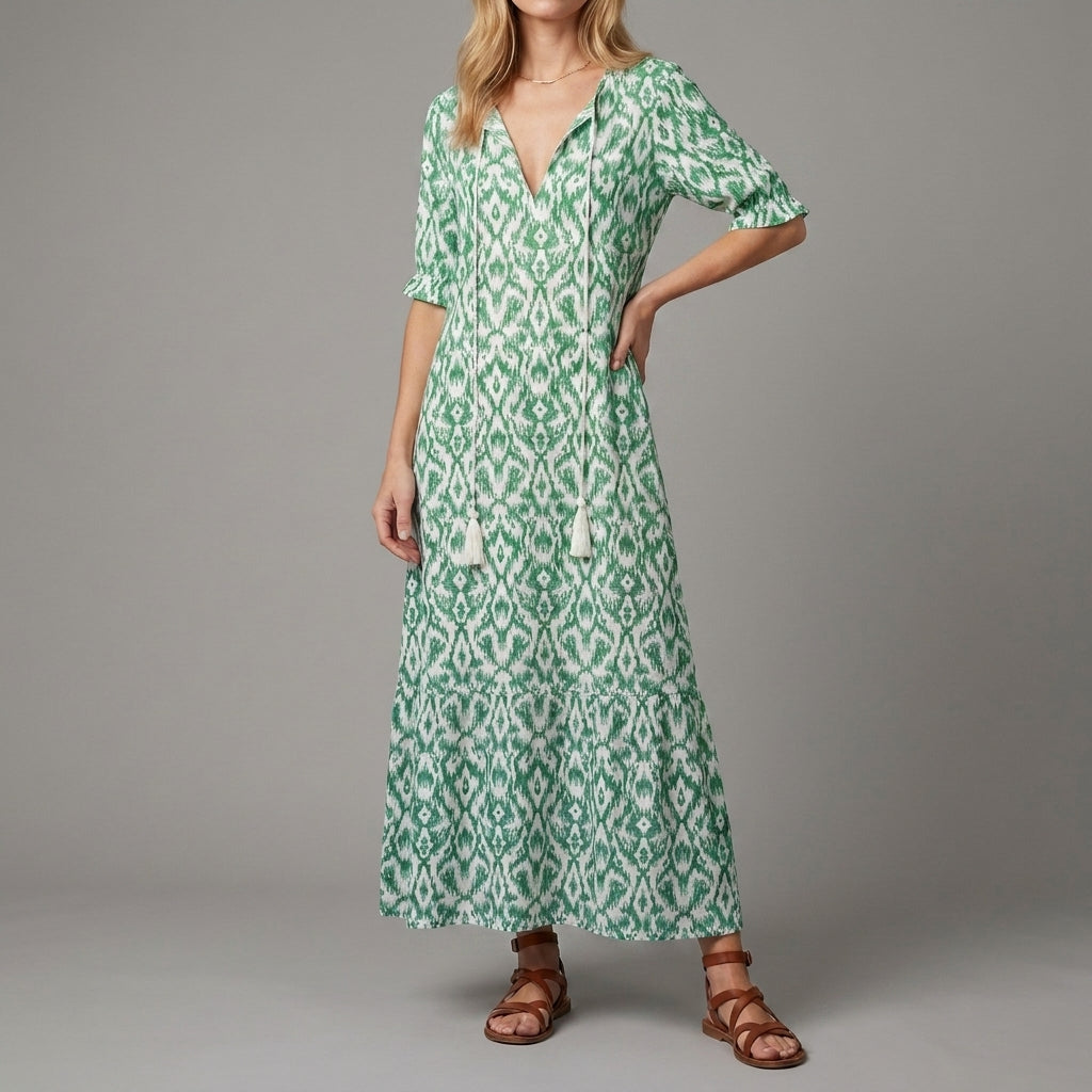 Bohemian Print Maxi Dress for Women – Effortless Vacation Style