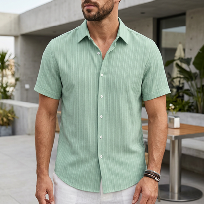 Relaxed Fit Collared Button-Up Shirt for Men – Breathable Casual Comfort