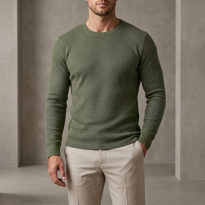 Ribbed Regular Fit Crewneck Knit Shirt for Men – Casual Comfort & Style