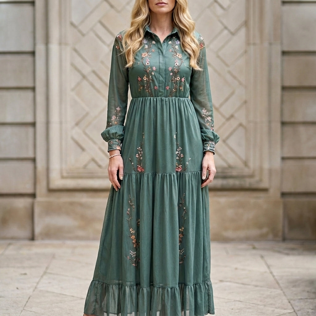Floral Tiered Maxi Dress for Women – Graceful Elegance & Timeless Charm