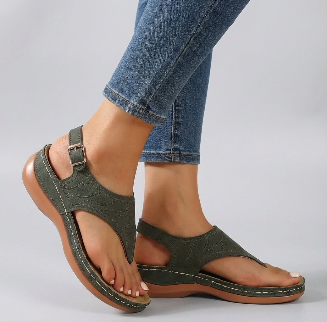 Embroidered Orthopedic Wedge Heel Sandals for Women – Supportive Stylish Comfort