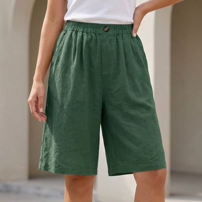 Relaxed Fit Wide-Leg Bermuda Shorts for Women – Breathable Everyday Comfort