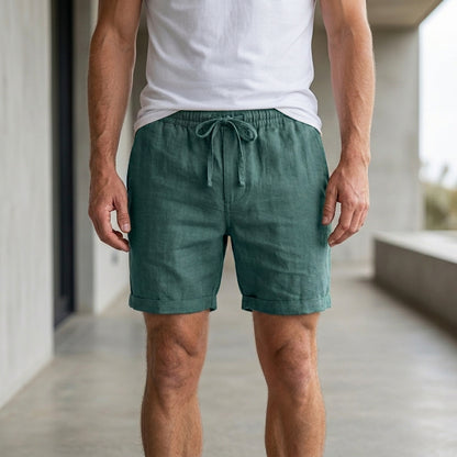 Relaxed Drawstring Linen Blend Shorts for Men – Lightweight Everyday Comfort