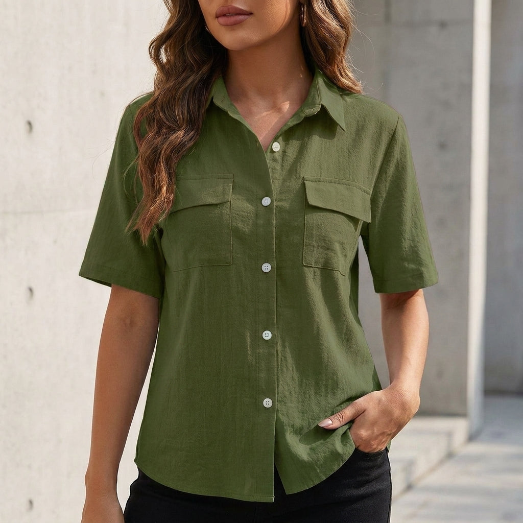 Relaxed Fit Button Front Blouse for Women – Effortless Everyday Elegance