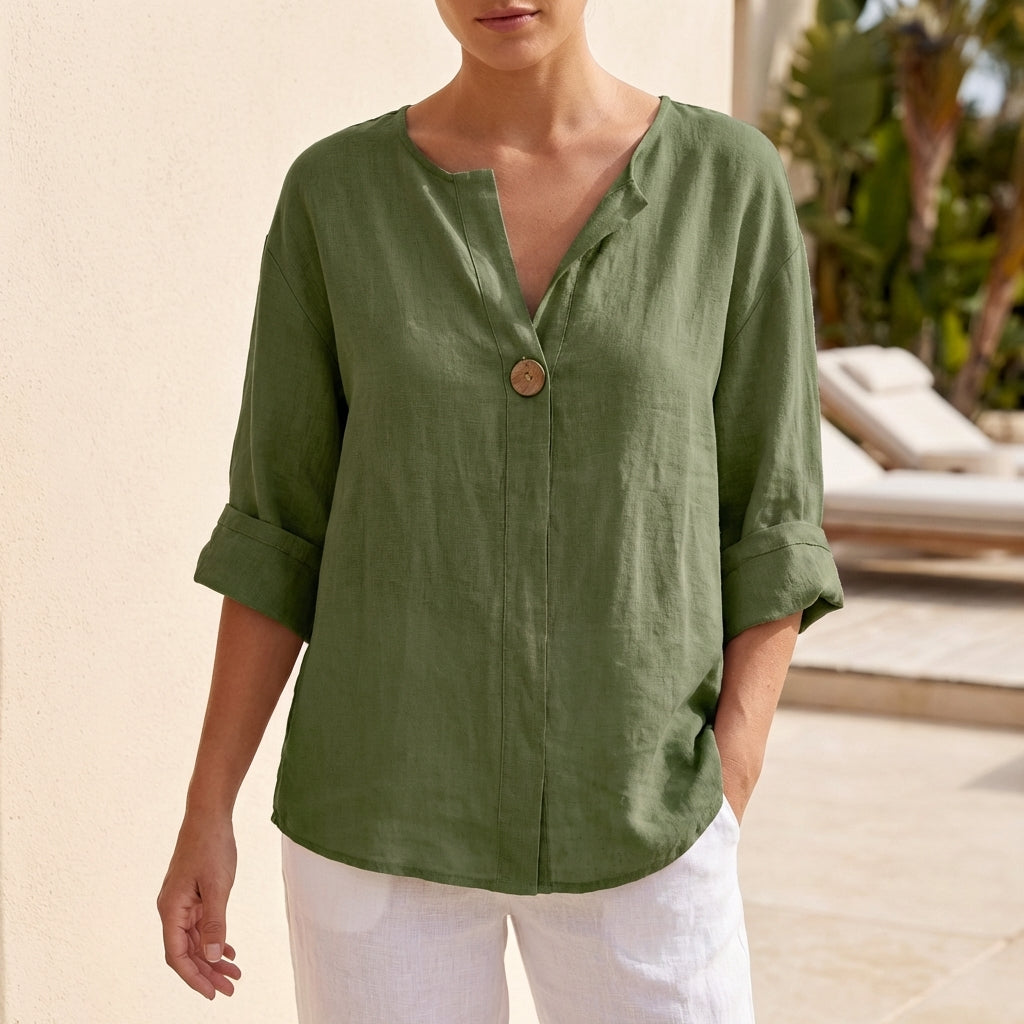 Relaxed Fit Button Front Blouse for Women – Casual Stylish Comfort