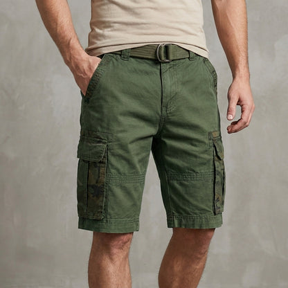 Relaxed Fit Belted Knee-Length Cargo Shorts for Men – Casual Style & Comfort