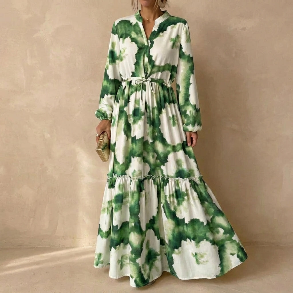 Printed Tiered Maxi Dress for Women – Effortless Elegance & Flowing Style
