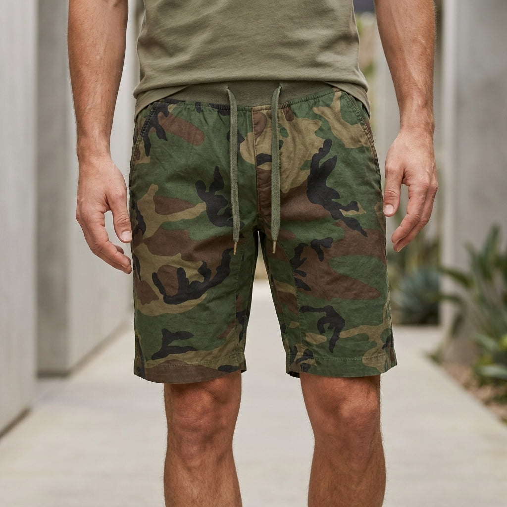 Relaxed Camouflage Drawstring Shorts for Men – Casual Everyday Comfort