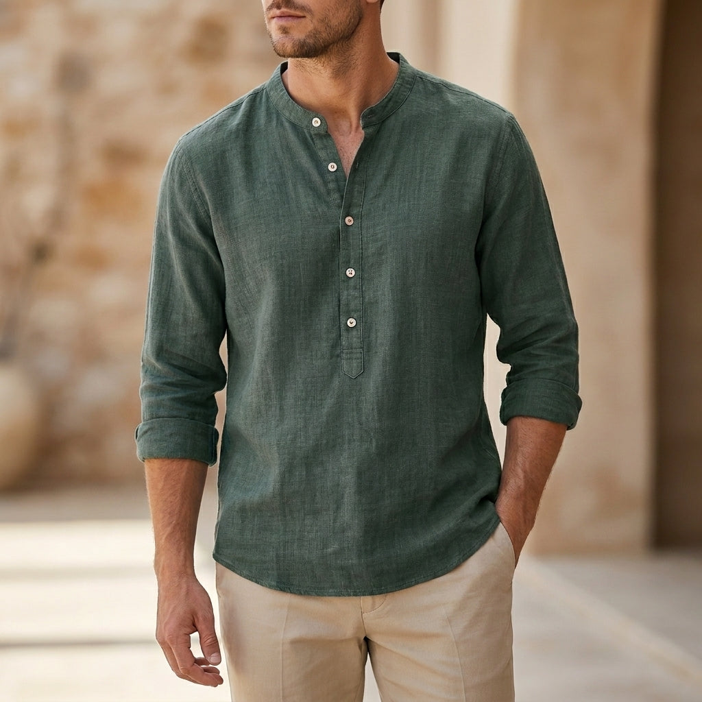 Relaxed Fit Henley Shirt for Men – Casual Comfort & Style