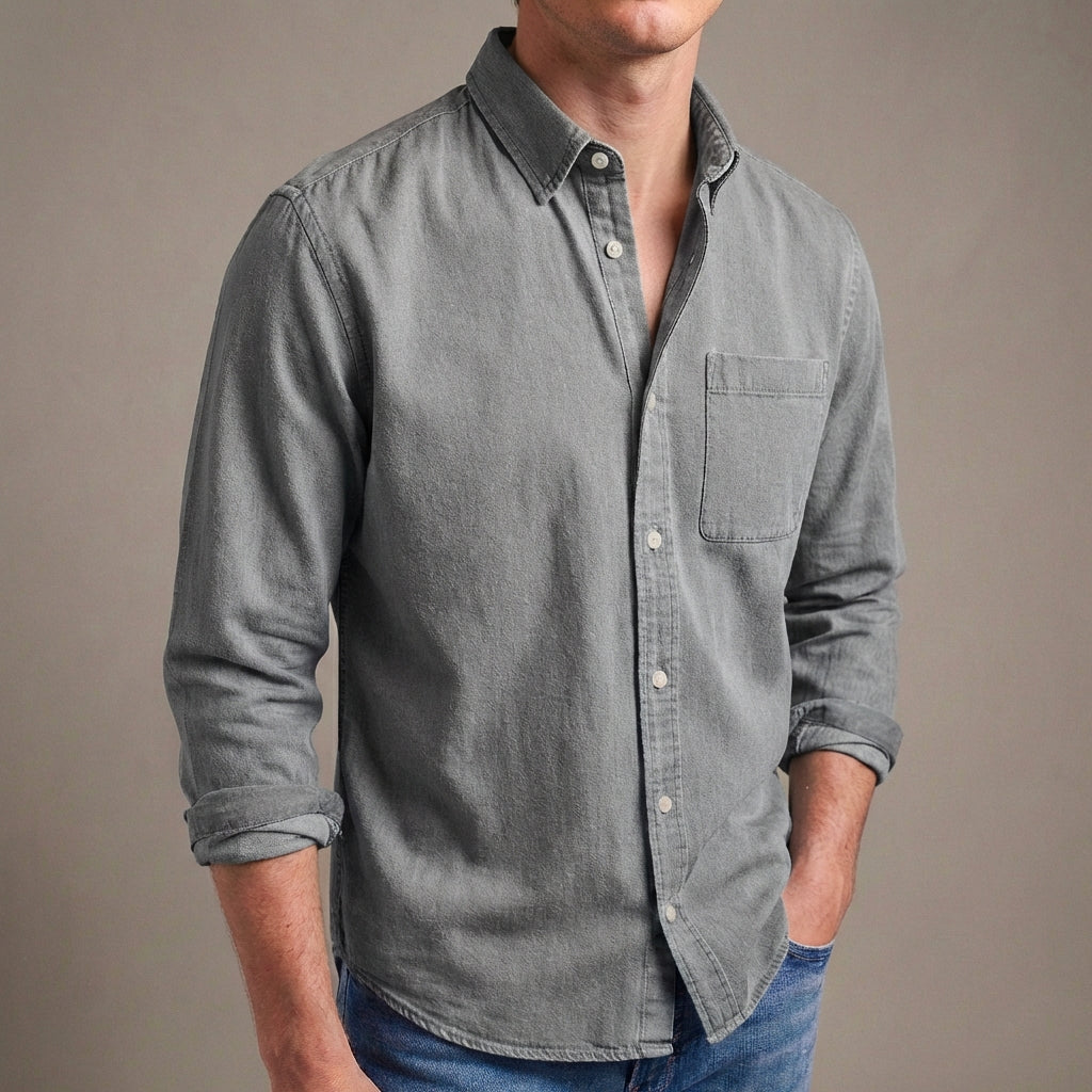 Men’s Casual Button-Up Shirt with Relaxed Fit – Classic Casual Comfort