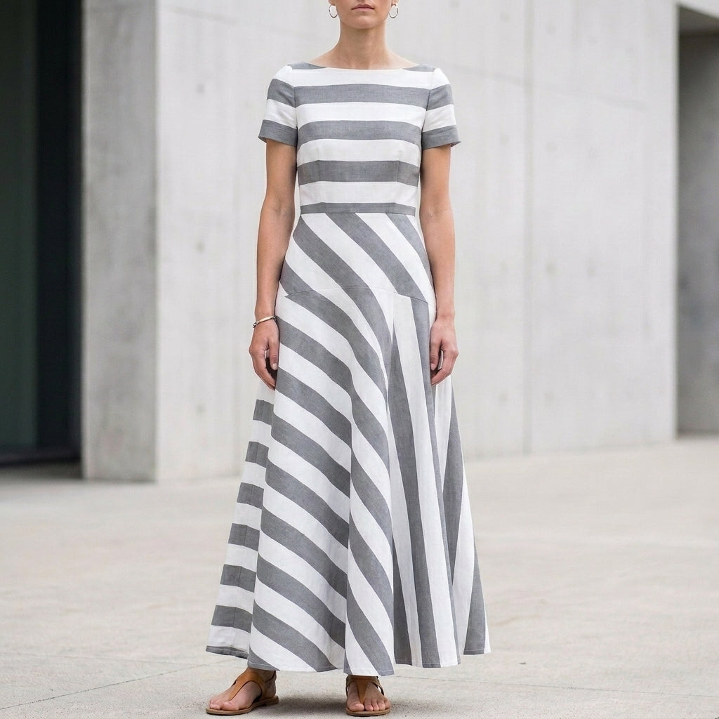 Striped A-Line Maxi Dress for Women – Stylish And Comfortable Design