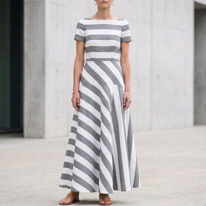 Striped A-Line Maxi Dress for Women – Stylish And Comfortable Design