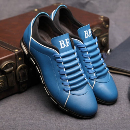 Men's Sneakers - Leather Look - Comfortable Design - Lace-Up Closure - Non-Slip Rubber Sole