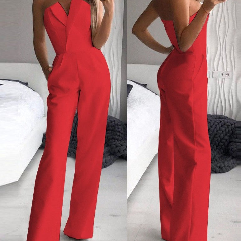 Women's Jumpsuit - Strapless - Tailored Fit - Wide Legs - Elegant & Stylish