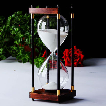 Minimalist Glass and Wood Hourglass Timer