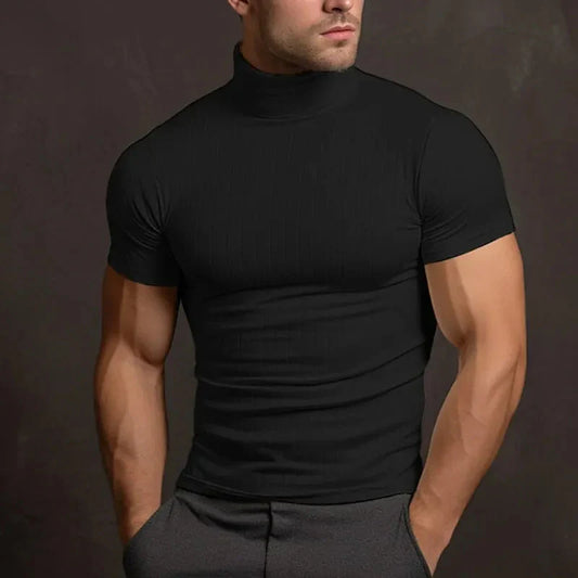 Men's Turtleneck T-shirt – Short Sleeves – Slim Fit – Comfortable & Breathable