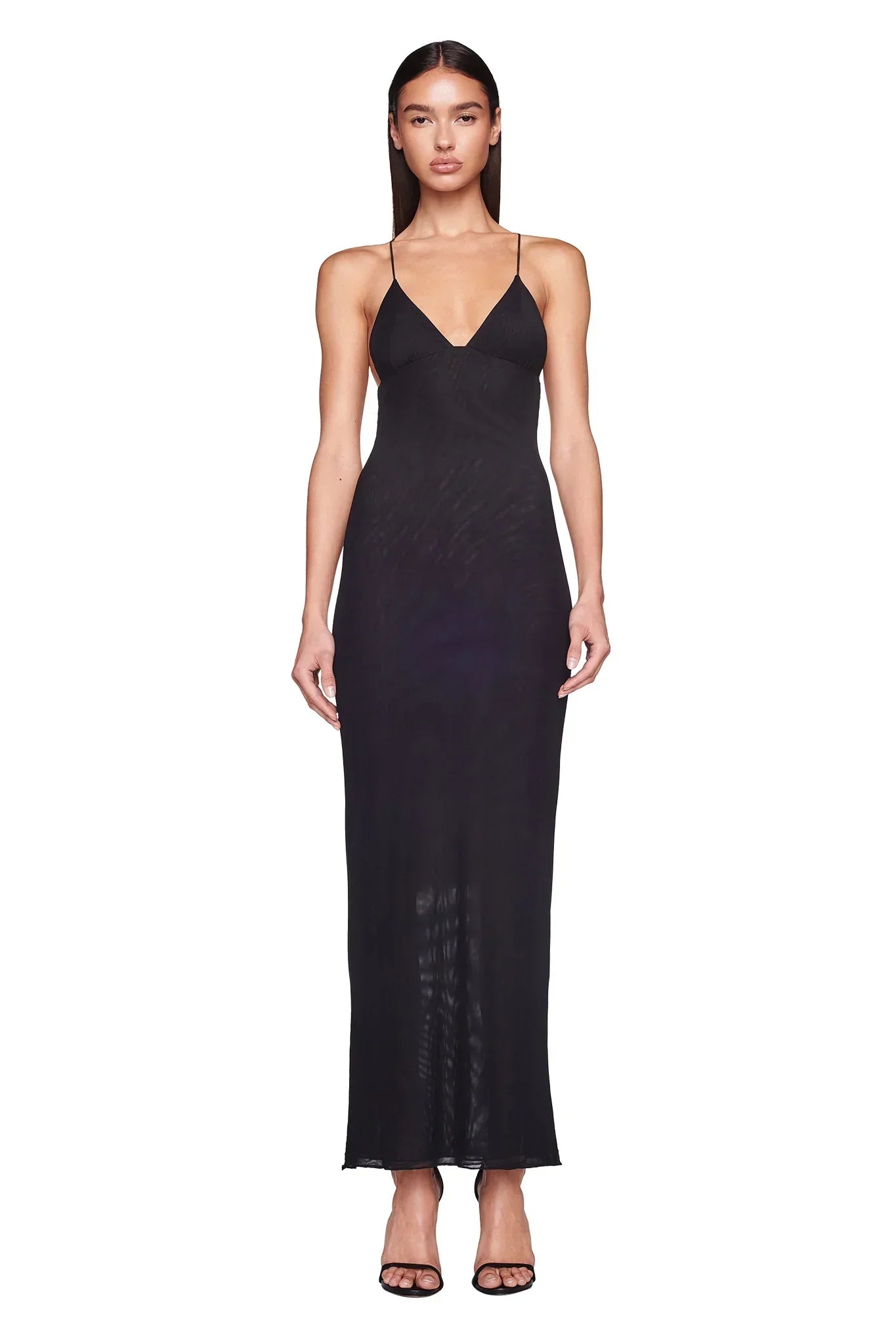Women's Maxi Dress – Sleeveless – Open Back with Butterfly Details – Slim Fit