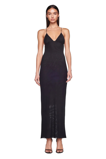 Women's Maxi Dress – Sleeveless – Open Back with Butterfly Details – Slim Fit
