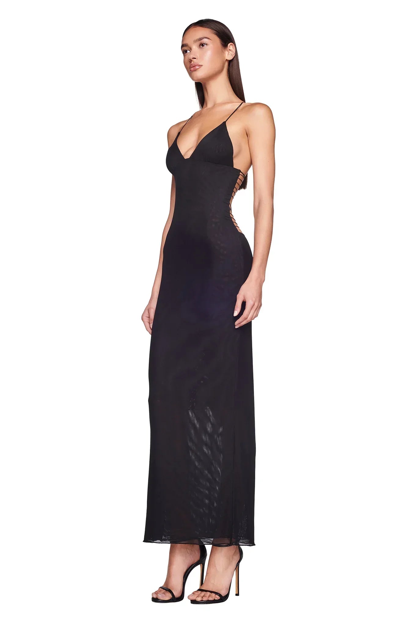 Women's Maxi Dress – Sleeveless – Open Back with Butterfly Details – Slim Fit